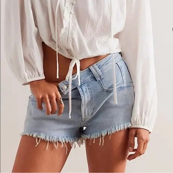 Free People cutoffs | We The Free CRVY High Voltage Short | Curvy jean shorts - Picture 7 of 9